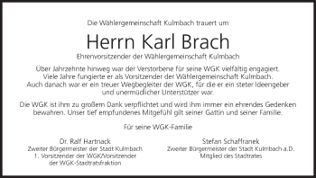 Anzeige von Karl Brach von MGO