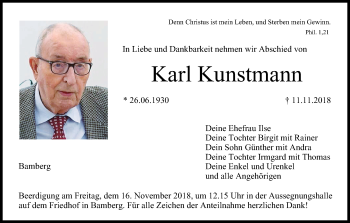 Anzeige von Karl Kunstmann von MGO