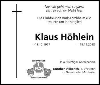 Anzeige von Klaus Höhlein von MGO