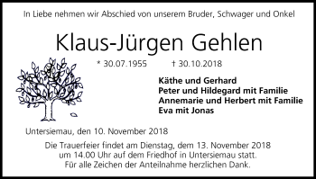 Anzeige von Klaus-Jürgen Gehlen von MGO