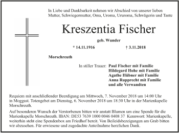 Anzeige von Kreszentia Fischer von MGO