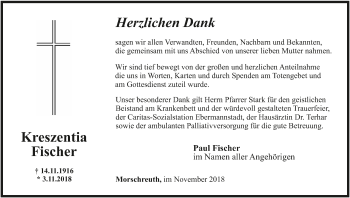 Anzeige von Kreszentia Fischer von MGO