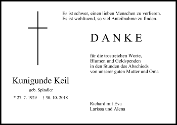 Anzeige von Kunigunde Keil von MGO