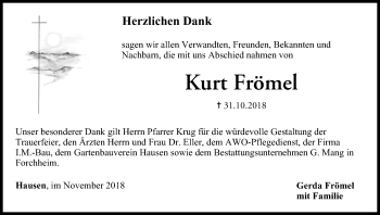 Anzeige von Kurt Frömel von MGO