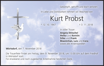 Anzeige von Kurt Probst von MGO