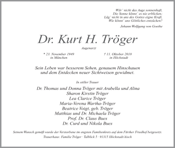 Anzeige von Kurt H. Träger von MGO