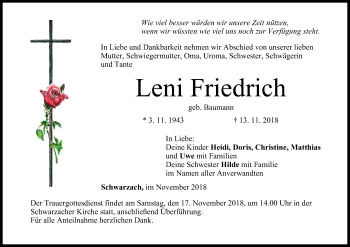 Anzeige von Leni Friedrich von MGO