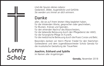 Anzeige von Lonny Scholz von MGO