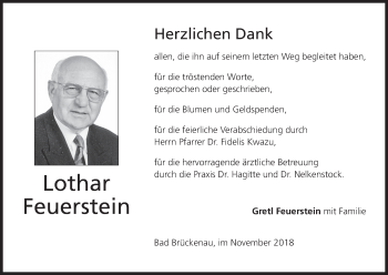 Anzeige von Lothar Feuerstein von MGO