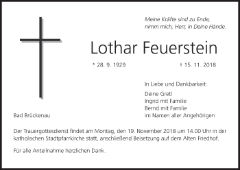 Anzeige von Lothar Feuerstein von MGO