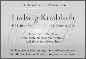 Anzeige von Ludwig Knoblach von MGO