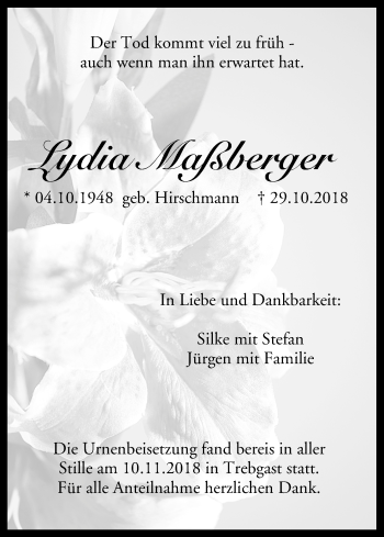 Anzeige von Lydia Maßberger von MGO