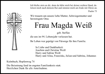 Anzeige von Magda Weiß von MGO