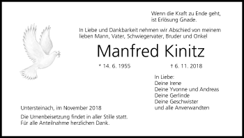 Anzeige von Manfred Kinitz von MGO