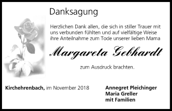 Anzeige von Margareta Gebhardt von MGO