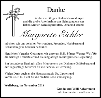 Anzeige von Margarete Eichler von MGO