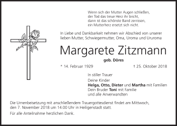 Anzeige von Margarete Zitzmann von MGO