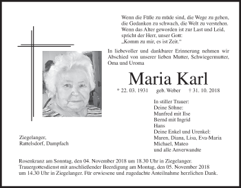 Anzeige von Maria Karl von MGO