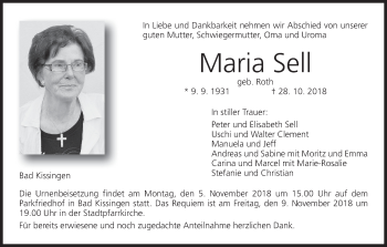 Anzeige von Maria Sell von MGO