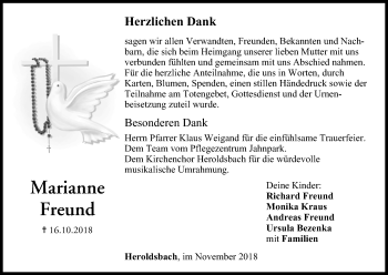 Anzeige von Marianne Freund von MGO