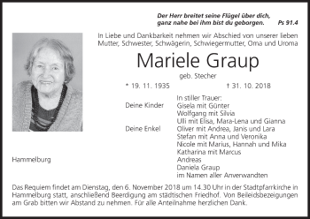 Anzeige von Mariele Graup von MGO