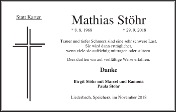 Anzeige von Mathias Stöhr von MGO