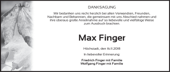 Anzeige von Max Finger von MGO