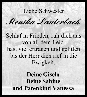 Anzeige von Monika Lauterbach von MGO