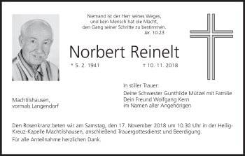 Anzeige von Norbert Reinelt von MGO