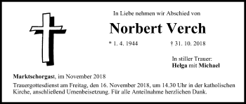 Anzeige von Norbert Verch von MGO