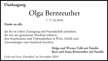 Anzeige von Olga Bernreuther von MGO