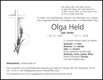 Anzeige von Olga Held von MGO