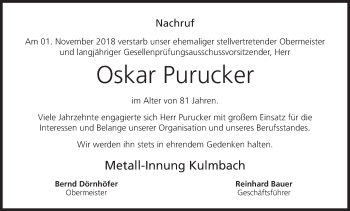 Anzeige von Oskar Purucker von MGO