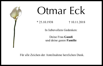 Anzeige von Otmar Eck von MGO