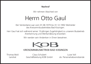 Anzeige von Otto Gaul von MGO