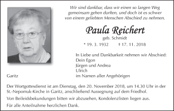 Anzeige von Paula Reichert von MGO