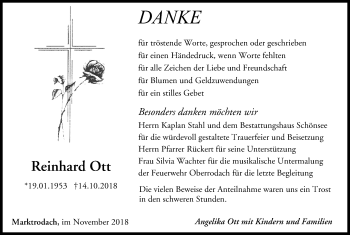 Anzeige von Reinhard Ott von MGO