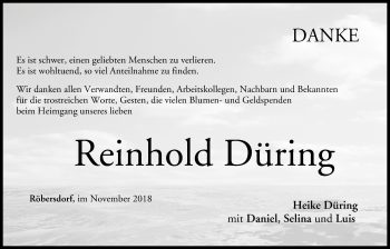 Anzeige von Reinhold Düring von MGO