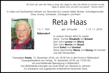 Anzeige von Reta Haas von MGO