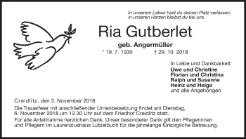 Anzeige von Ria Gutberlet von MGO