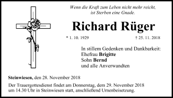 Anzeige von Richard Rüger von MGO
