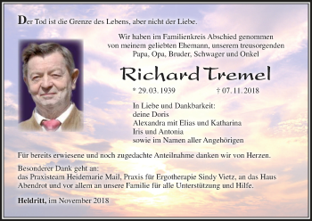Anzeige von Richard Tremel von MGO