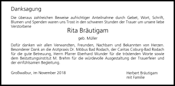 Anzeige von Rita Bräutigam von MGO