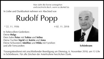 Anzeige von Rudolf Popp von MGO