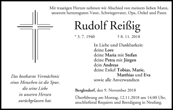 Anzeige von Rudolf Reißig von MGO