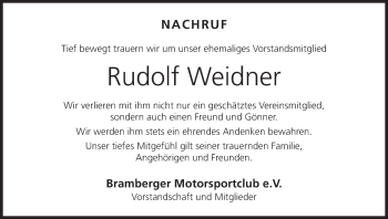 Anzeige von Rudolf Weidner von MGO