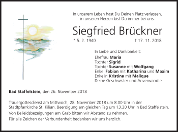 Anzeige von Siegfried Brückner von MGO