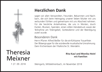 Anzeige von Theresia Meixner von MGO
