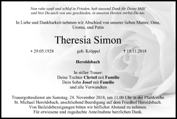 Anzeige von Theresia Simon von MGO