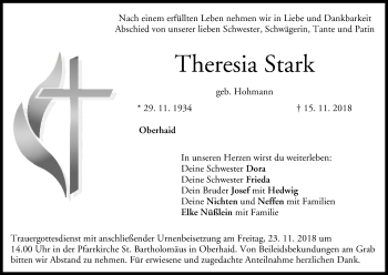 Anzeige von Theresia Stark von MGO